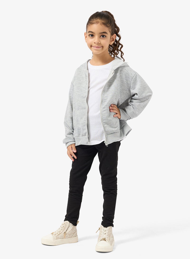 Pinata Gray Plain Zip Through Hoodie - Image 4